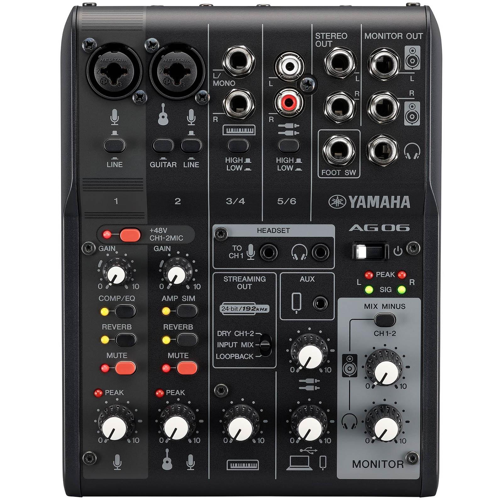 Yamaha AG06MK2 B 6-Channel Mixer/USB Interface for iOS/Mac/PC Black